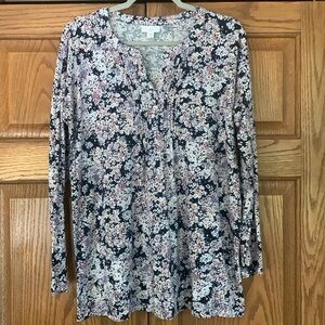🌺J. Jill Floral V-Neck Long Sleeve Knit Top🌺